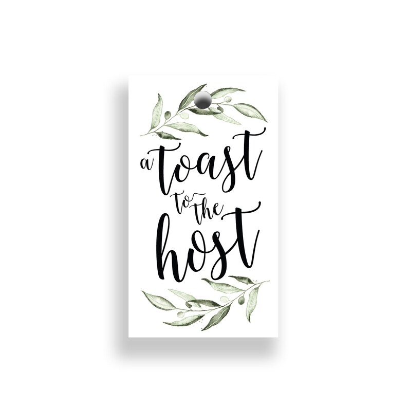 Toast to the Host Gift Tag Bridal Baby Shower Wedding Bachelorette Favor Party Gift Tags Wine Bottle Thank You Tags (10 Pack)