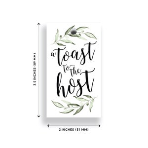 Toast to the Host Gift Tag Bridal Baby Shower Wedding Bachelorette Favor Party Gift Tags Wine Bottle Thank You Tags (10 Pack)