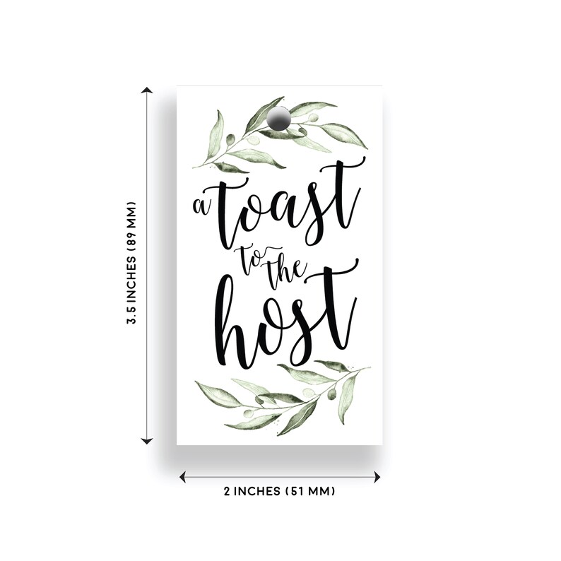 Toast to the Host Gift Tag Bridal Baby Shower Wedding Bachelorette Favor Party Gift Tags Wine Bottle Thank You Tags (10 Pack)