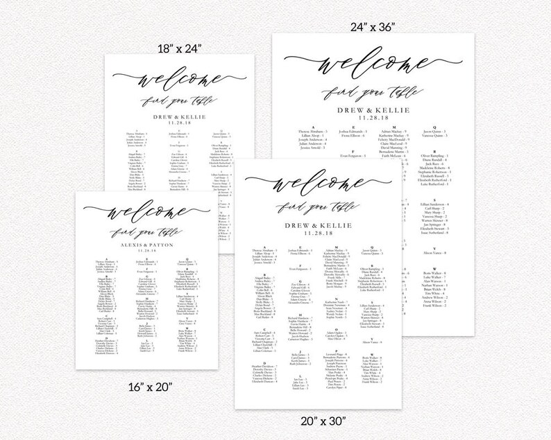 Alphabetical Wedding Seating Chart Template Seating Plan | Etsy