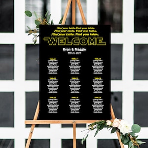 Star Wars Wedding, Seating Chart Template, Wedding Seating Chart, Star Wars Chart, Star Wars Poster, Wedding Seating Sign, Seating Chart image 1