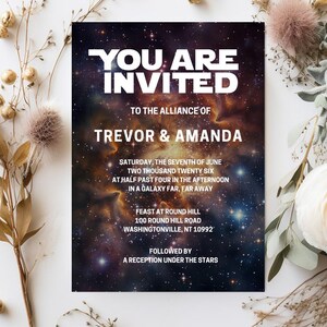 Star Wars Wedding Invitations, Star Wars Invites,  Birthday Invitations, Star Wars Printable Invitation, CANVA Template, Space Galaxy Invite