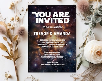 Star Wars Wedding Invitation, Galaxy Canva Template (Digital Download)