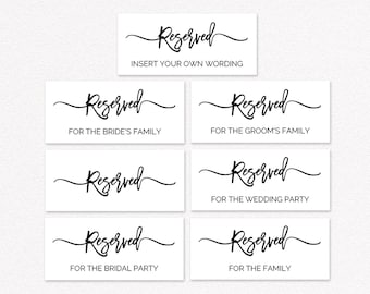 Wedding Reserved Sign Template, Printable Canva Download