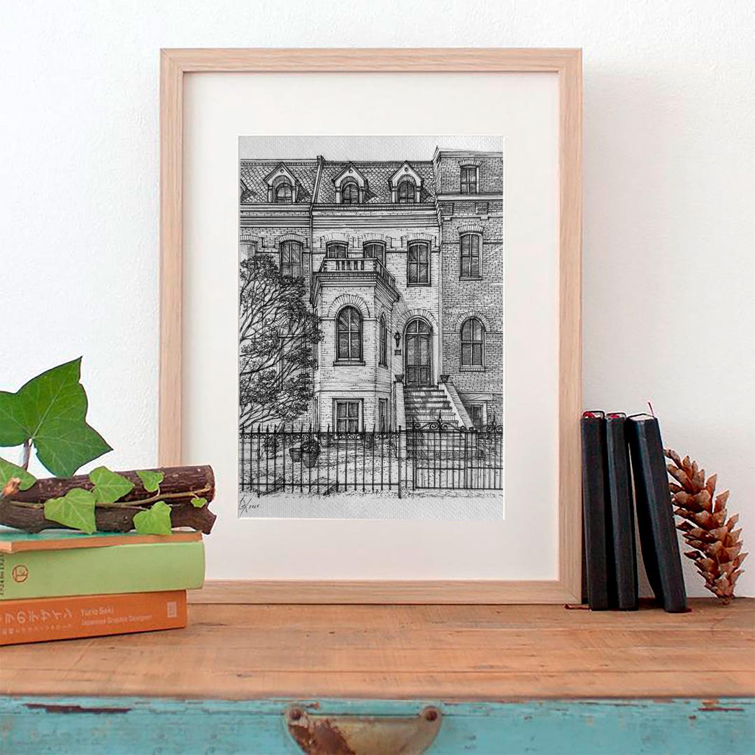 Custom House Portrait: Hand-drawn Ink and Pencil Home Illustration - Etsy