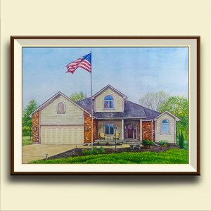 Home portrait in watercolor House portrait Watercolor Wedding Venue Drawing of home Custom illustration Custom landscape painting