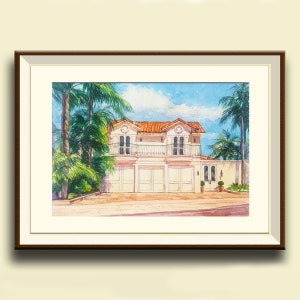 Home portrait in watercolor, House portrait, Watercolor Wedding Venue, Custom illustration, Custom landscape painting, Drawing of home