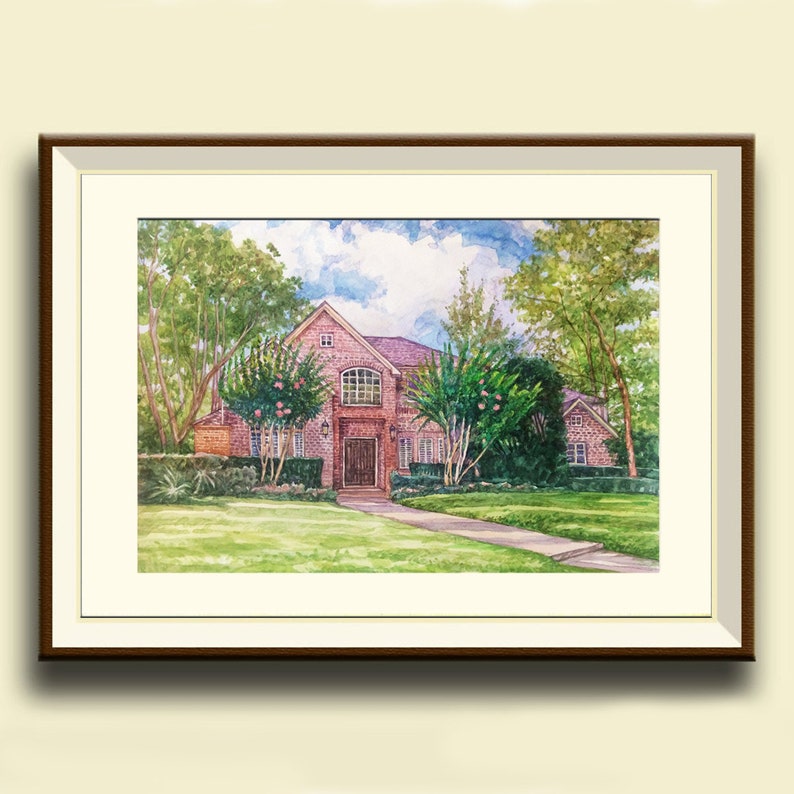 Home portrait in watercolor House portrait Watercolor Wedding Venue Drawing of home Custom illustration Custom landscape painting