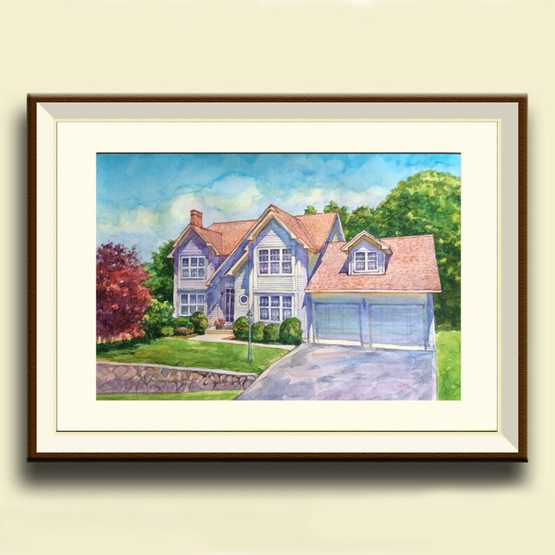 Home portrait in watercolor House portrait Watercolor Wedding Venue Drawing of home Custom illustration Custom landscape painting