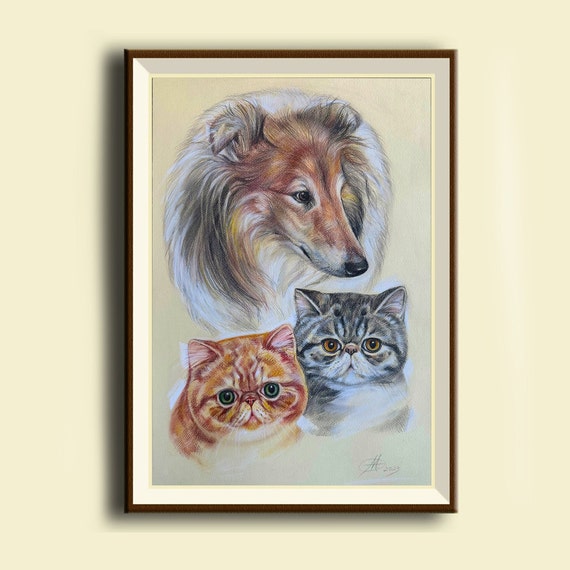 Custom Pet Portrait: Handmade Pastel & Colored Pencil Artwork - Etsy