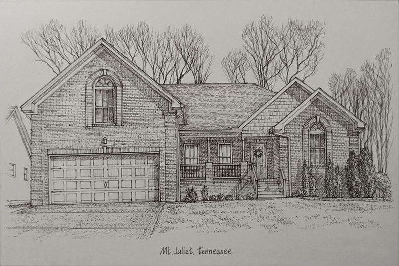 Custom Home Portrait, Hand Drawn, Original House Sketch, Home Drawing, Realtor Closing Gift, First Home, Custom Wedding Venue Church image 10