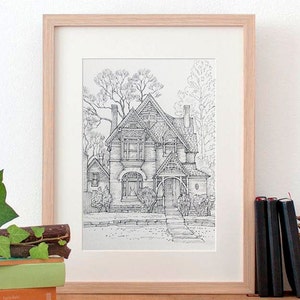 Custom Home Portrait, Hand Drawn, Original House Sketch, Home Drawing, Realtor Closing Gift, First Home, Custom Wedding Venue Church image 7