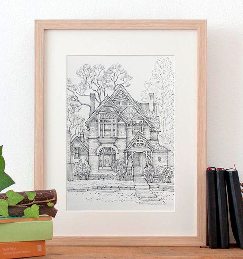 Custom Home Portrait, Hand Drawn, Original House Sketch, Home Drawing, Realtor Closing Gift, First Home, Custom Wedding Venue Church image 7