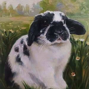 CustomPetPortraitsPaintingPetPortraitsRabbit - OilPainting onCanvasAnimal Animal PortraitHandmade Rabbit PortraitCustomGiftBest Friend