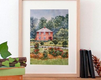 Retrato de casa en acuarela personalizado, pintura casera pintada a mano