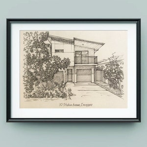 House sketch from photo, Custom home portrait, Original house sketch, Home drawing, Realtor closing gift, First home, Housewarming gift