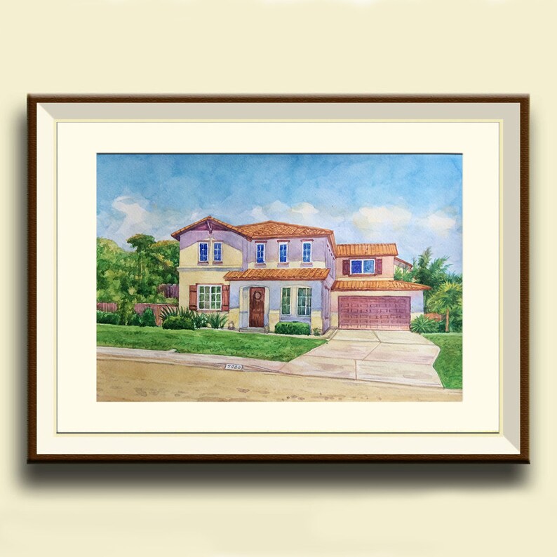 Home portrait in watercolor House portrait Watercolor Wedding Venue Drawing of home Custom illustration Custom landscape painting