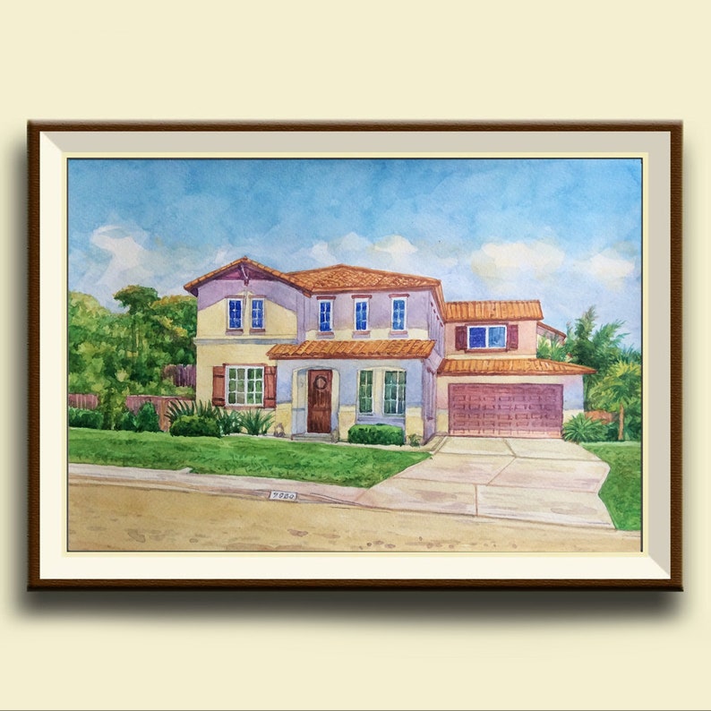 Home portrait in watercolor House portrait Watercolor Wedding Venue Drawing of home Custom illustration Custom landscape painting