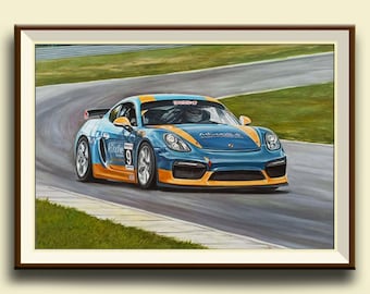 Custom Car Portrait Personalised Gift Painting With Oil Paints On Canvas Chevrolet Corvette A Present For Father Picture As a Gift