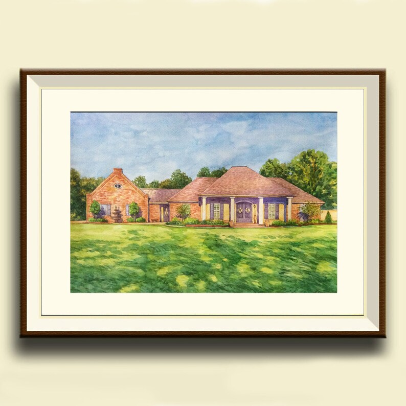 Home portrait in watercolor House portrait Watercolor Wedding Venue Drawing of home Custom illustration Custom landscape painting