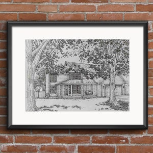 Custom Home Portrait, Hand Drawn, Original House Sketch, Home Drawing, Realtor Closing Gift, First Home, Custom Wedding Venue Church