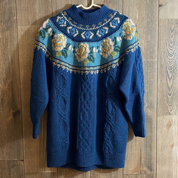 Laura Ashley Vintage 1980s Floral Knit Sweater