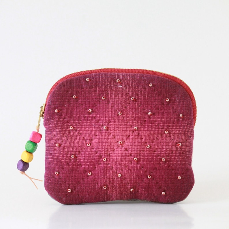 Quirky Lipstick Mirror Bag, Small Coin Purse, Japanese Patchwork Style, Lovely Gadget Case image 3