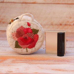 Round Organizer With Rose, Medium-sized Jewelry Box, Embroidered Cosmetic Bag, Soft Case For Belongings image 8