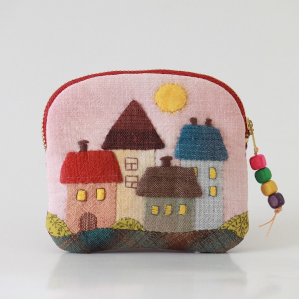 Sac miroir de rouge à lèvres excentrique, petit porte-monnaie, style patchwork japonais, joli étui à gadgets