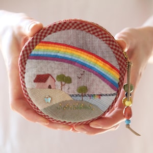 Round Coin Purse, Little Bag for Small things, Fabric Rosary Keeper, Soft Headphone Case