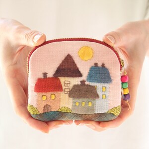 Quirky Lipstick Mirror Bag, Small Coin Purse, Japanese Patchwork Style, Lovely Gadget Case image 2