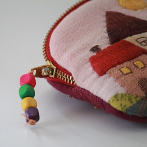 Quirky Lipstick Mirror Bag, Small Coin Purse, Japanese Patchwork Style, Lovely Gadget Case image 4