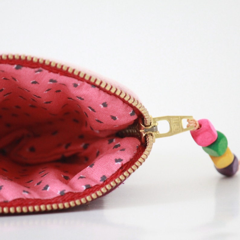 Quirky Lipstick Mirror Bag, Small Coin Purse, Japanese Patchwork Style, Lovely Gadget Case image 5