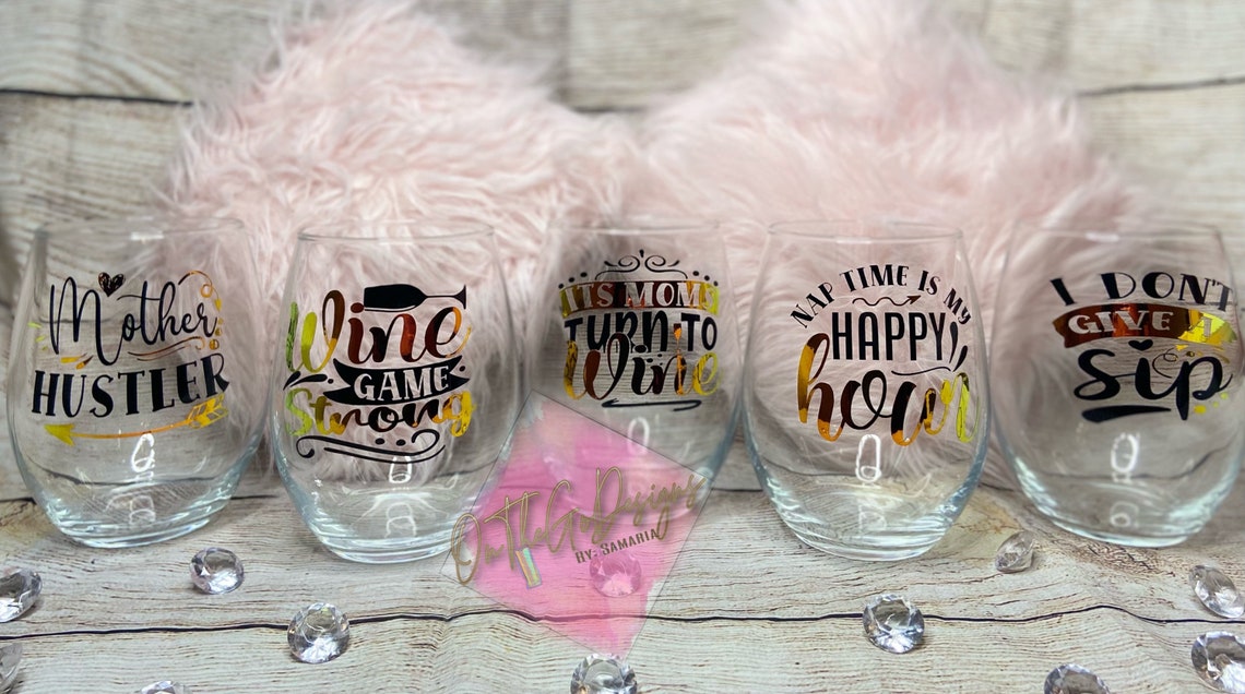 Wine Glasses Mothers Day Wine Glass Set Holographic Etsy