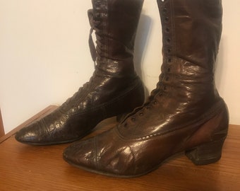 leather granny boots