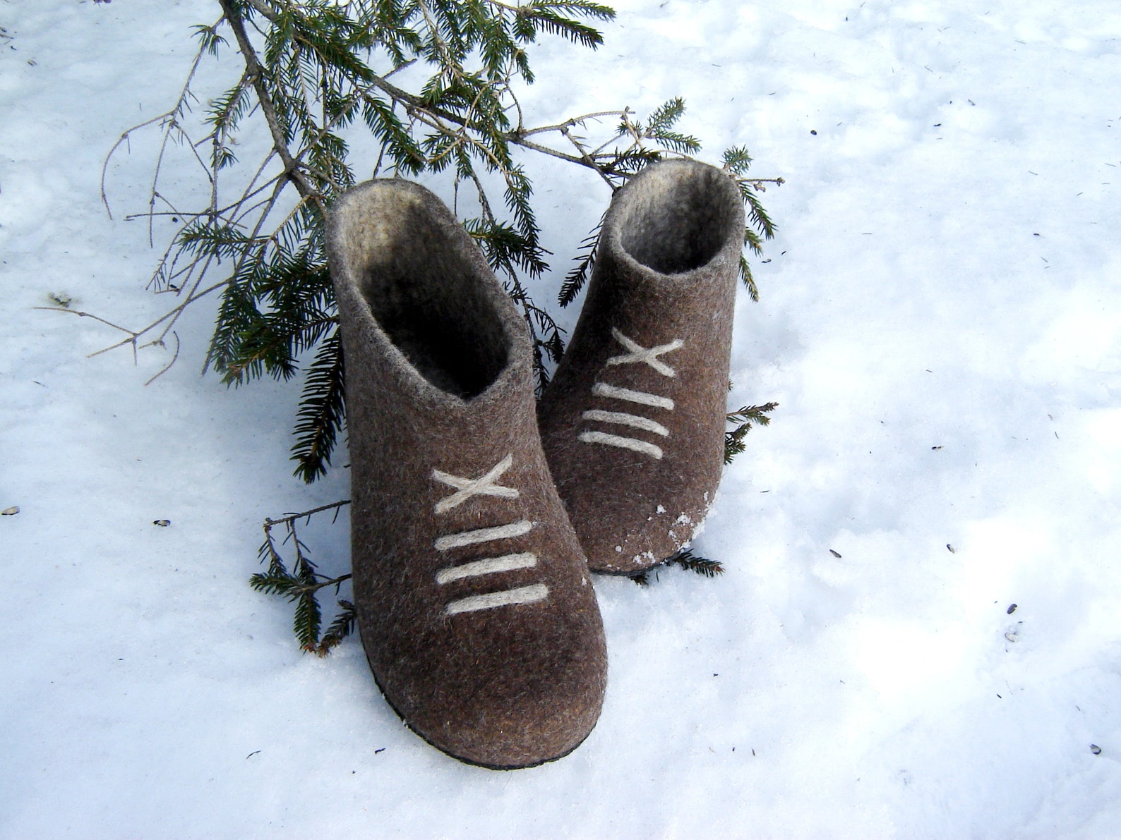 Felted wool boots for men Brown wool boots Handmade slippers Etsy
