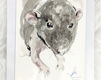 Custom Watercolor Pet Portrait, Rat Portraits from Photos, Mouse Portraits From Photos, Pet Painting, Custom Small Painting, Miniature Art