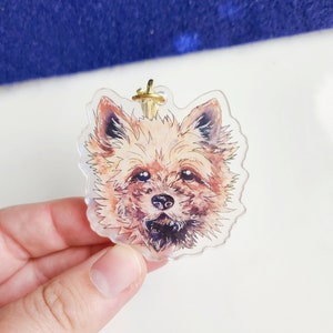 Cairn Terrier Clear Acrylic Dog Breed Keychain, Cartoon Art Style Double-Sided Holographic Charm, Kawaii Cute Norwich Puppy Lover Gift