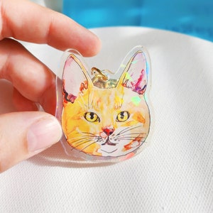 Orange Tabby Pet Portrait Keychain, Pet Cat Memorial Keyring, Watercolor Illustration Keychain, Lover Gift, Pet Memorial Gift, Cat Keychain