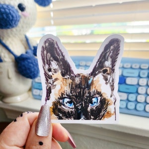 Sticker mat chat siamois, Sticker pour voiture ou ordinateur portable chaton mignon, peinture pour animaux de compagnie Peek a Boo