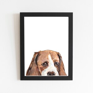 Beagle Dog Art Print, Version Two Wall Art, Dog Home Decor Art Gift Idea, Cute Brown Puppy Illustration, Gift for Dog Lovers