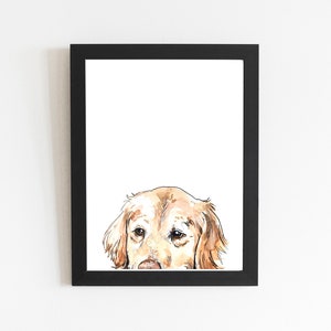 Golden Retriever Customizable Dog Art Print, Personalized Big Dog Watercolor Art, Cute Dog Home Decor Art Piece, Custom Dog Name