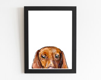 Vizsla Dog Art Print, Cute Hungarian Vizsla Watercolor Drawing Illustration, Dog Lover Gifts, Dog Wall Art, Pet Home Prints, Home Decor