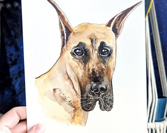 8x10 inch Original Hand-Painted Watercolor Pet Portrait, Custom Animal Dog Cat Illustration, Art from Photo, Personalized Pet Owner Gift