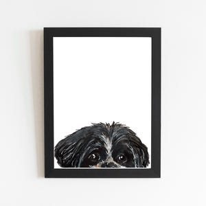 Black and White Shih Tzu Art Print, Cute Pup Art, Dog Wall Art Hanging, Watercolor Art Print Illustration