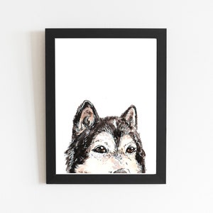 Alaskan Malamute Dog Print, Personalized Cute Big Furry Dog Wall Art Decor, Gift for Dog Lover, Customize Your Dog Name