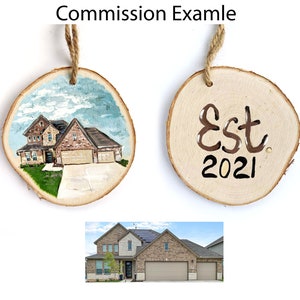 Custom Hand-Painted House Ornament, Wooden Slice Home Painting Ornaments, Personalized Home Sweet Home Gift, Cute Handmade New Homeowners image 2