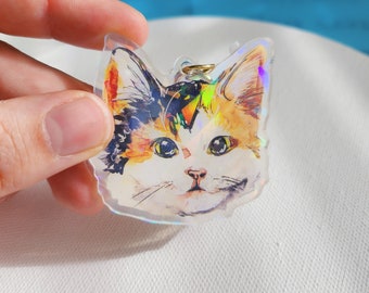 Orange and Black Calico Keychain, Kawaii Cute Kitten Lover Gift, Pet Memorial Gift Pet Mom Animal Lover Handmade Gift Cat Mom