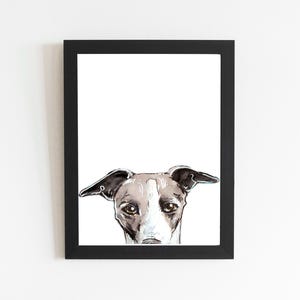 Whippet Dog Art Print, Customizable Dog Drawing, Watercolor Dog Illustration, Custom Dog Name Drawing