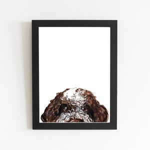 Lagotto Dog Art Print: Custom Pet Portrait, Peek a Boo Style
